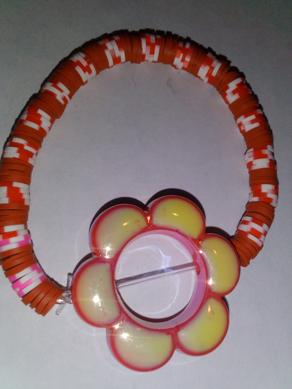 Flower Charm Stretch Bracelet in Orange and Yellow